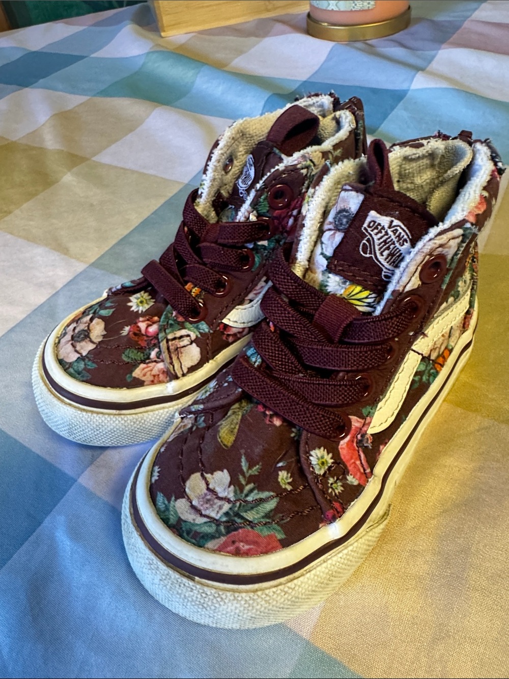 Vans Kids Burgundy Floral High-Top Sneakers